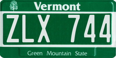 VT license plate ZLX744