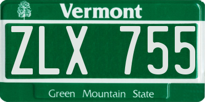 VT license plate ZLX755