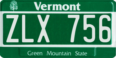 VT license plate ZLX756
