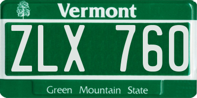 VT license plate ZLX760