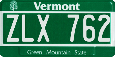 VT license plate ZLX762
