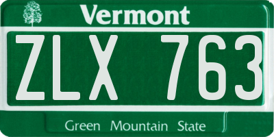 VT license plate ZLX763