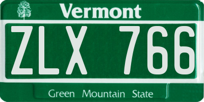 VT license plate ZLX766