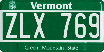 VT license plate ZLX769