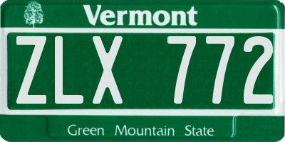 VT license plate ZLX772