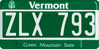VT license plate ZLX793