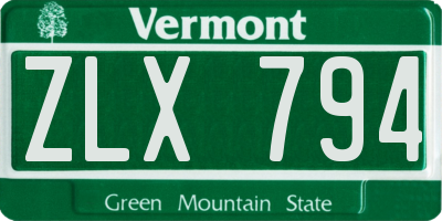VT license plate ZLX794