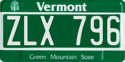 VT license plate ZLX796