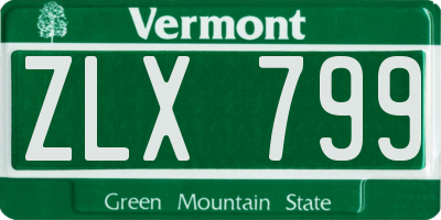 VT license plate ZLX799