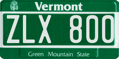 VT license plate ZLX800