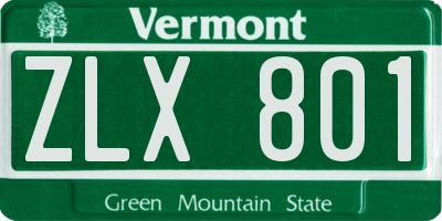 VT license plate ZLX801