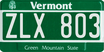 VT license plate ZLX803