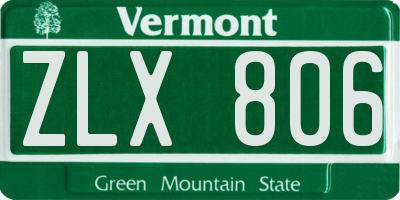 VT license plate ZLX806
