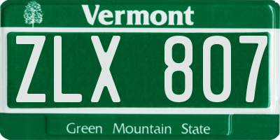 VT license plate ZLX807