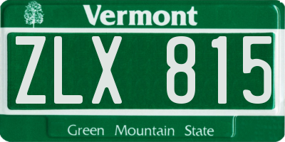 VT license plate ZLX815