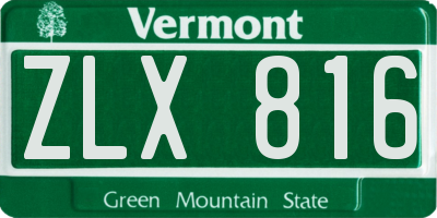 VT license plate ZLX816