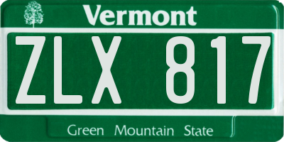 VT license plate ZLX817
