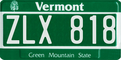 VT license plate ZLX818