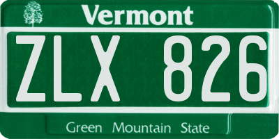 VT license plate ZLX826