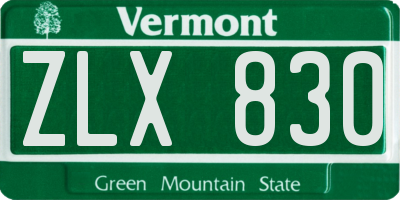 VT license plate ZLX830
