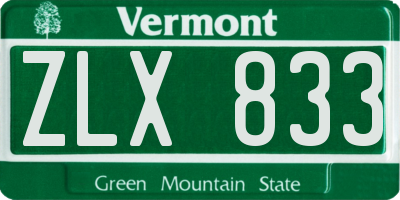 VT license plate ZLX833