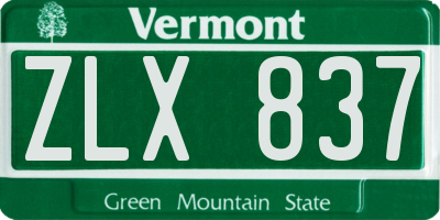 VT license plate ZLX837