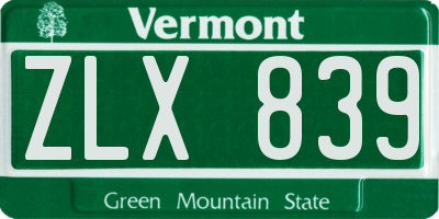 VT license plate ZLX839