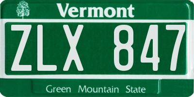 VT license plate ZLX847