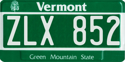VT license plate ZLX852