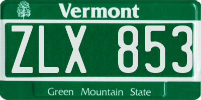 VT license plate ZLX853