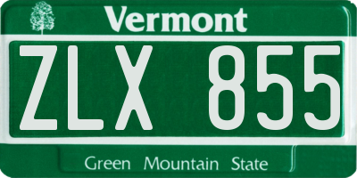 VT license plate ZLX855