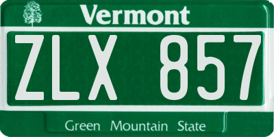 VT license plate ZLX857
