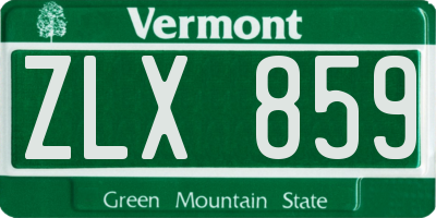VT license plate ZLX859