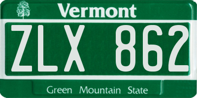 VT license plate ZLX862