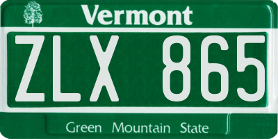 VT license plate ZLX865