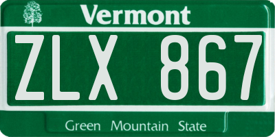 VT license plate ZLX867