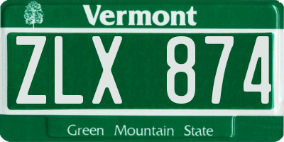 VT license plate ZLX874