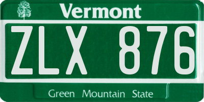 VT license plate ZLX876