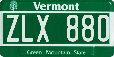 VT license plate ZLX880