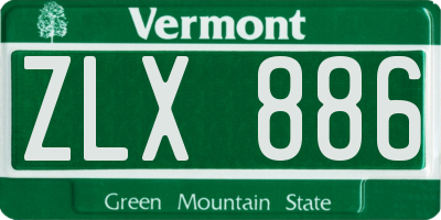 VT license plate ZLX886