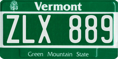 VT license plate ZLX889