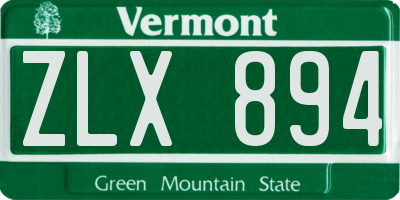 VT license plate ZLX894