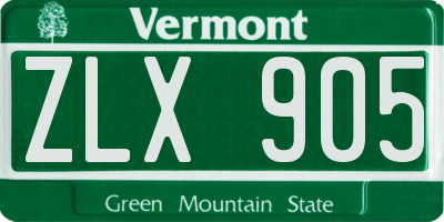 VT license plate ZLX905