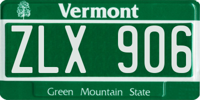 VT license plate ZLX906
