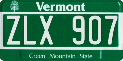 VT license plate ZLX907