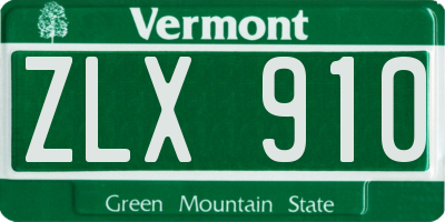 VT license plate ZLX910