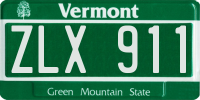 VT license plate ZLX911