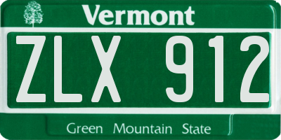 VT license plate ZLX912