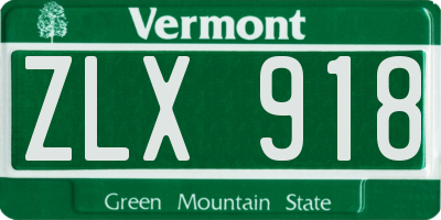 VT license plate ZLX918