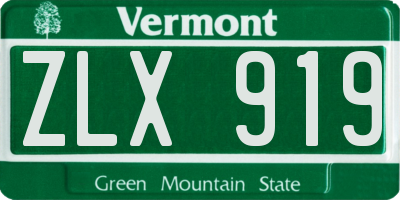 VT license plate ZLX919